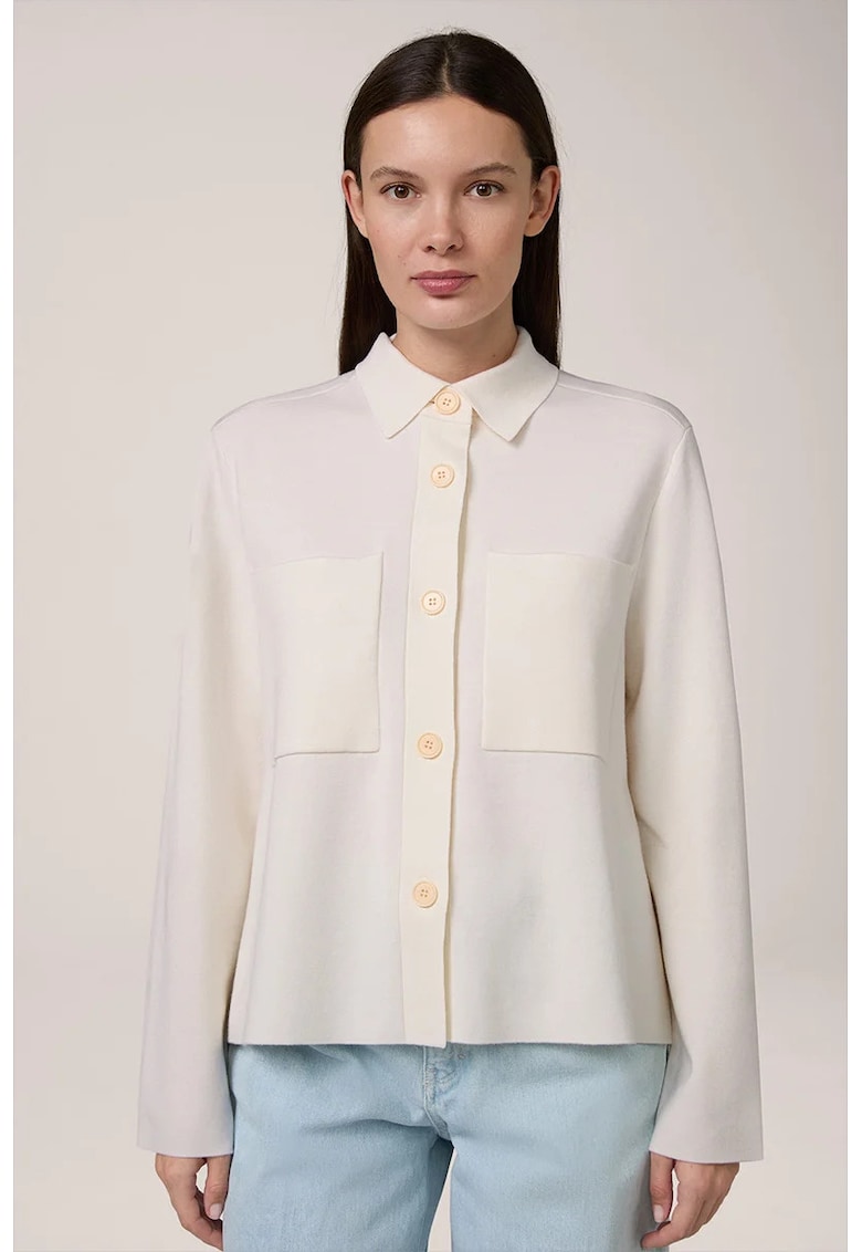 Cămașă asimetrică cu buzunare frontale și închidere prin nasturi