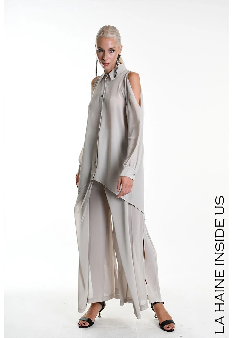 Camasa supradimensionata asimetrica cu umerii goi