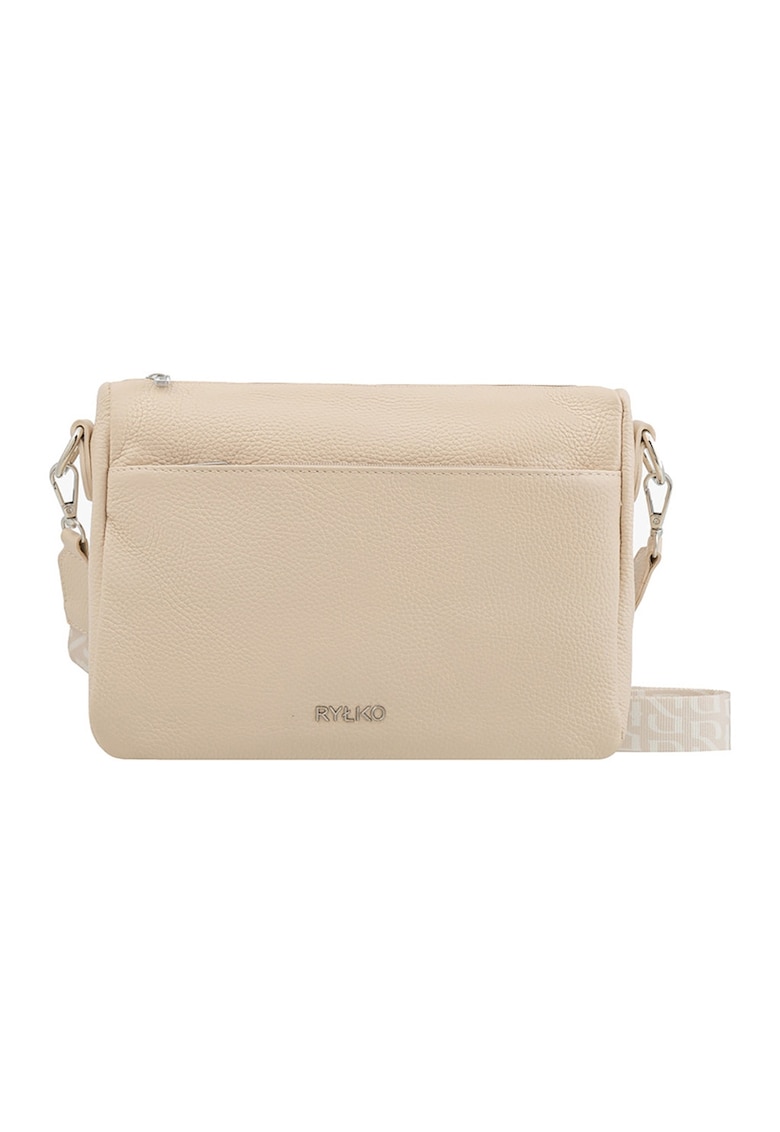 Geanta crossbody din piele cu bareta detasabila - Crem