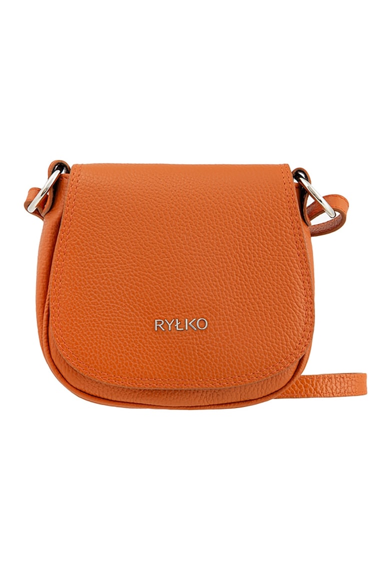 Geanta crossbody de piele cu logo - Portocaliu stins