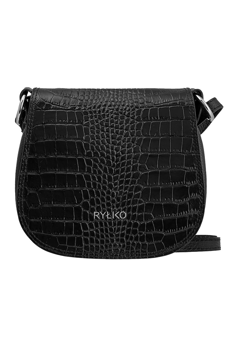 Geanta crossbody din piele - Negru/Negru stins