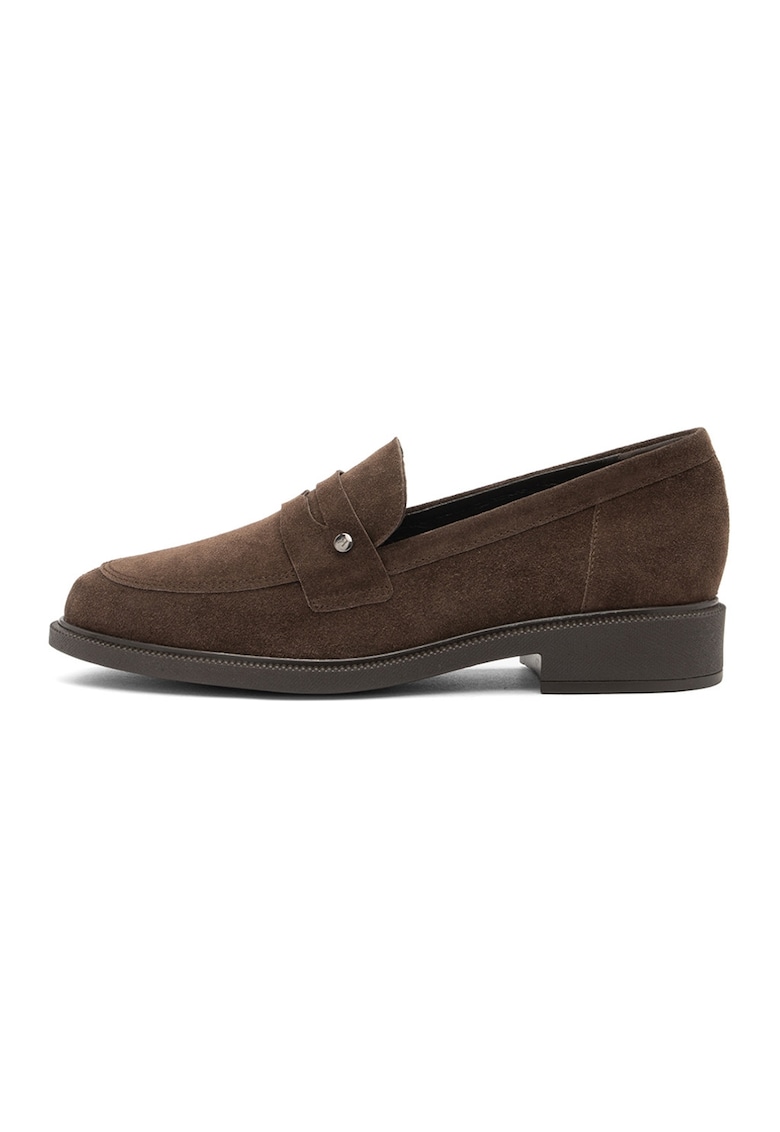 Pantofi loafer de piele Camila - Maro inchis