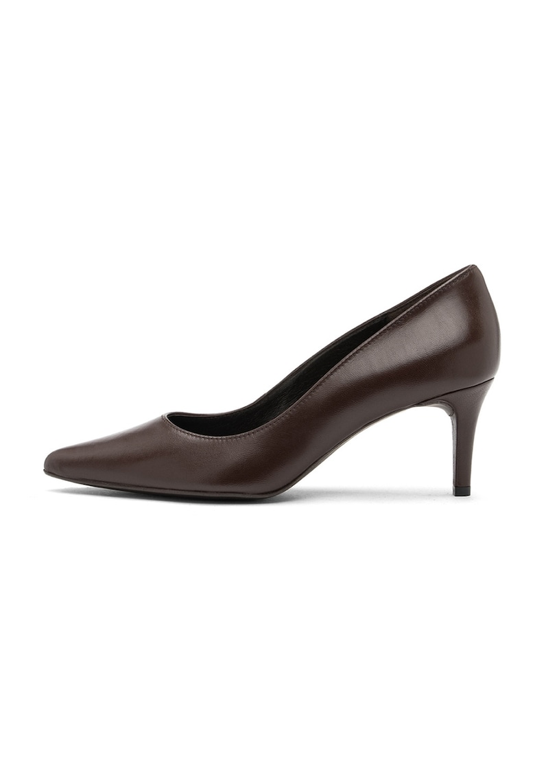 Pantofi de piele cu varf ascutit Joan - Maro inchis