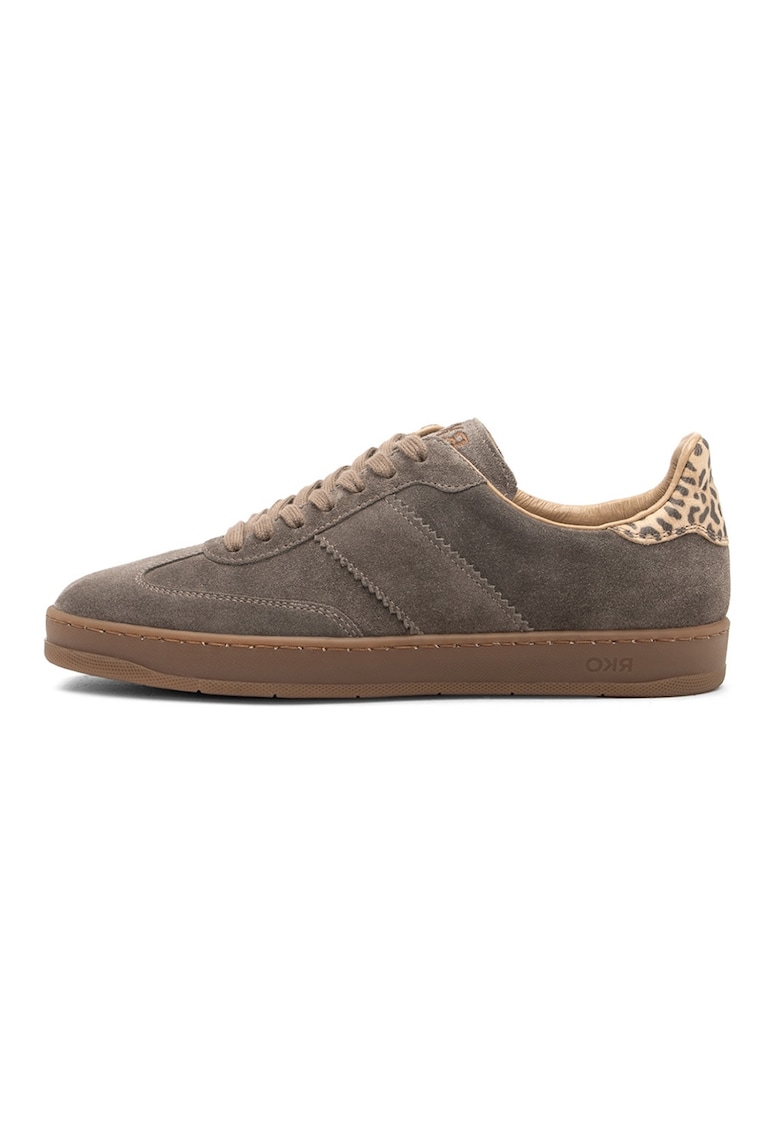 Pantofi sport din piele si piele intoarsa Nora - Grej