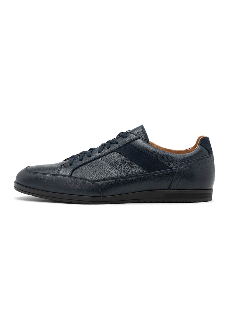 Pantofi sport flatform din piele - Albastru petrol