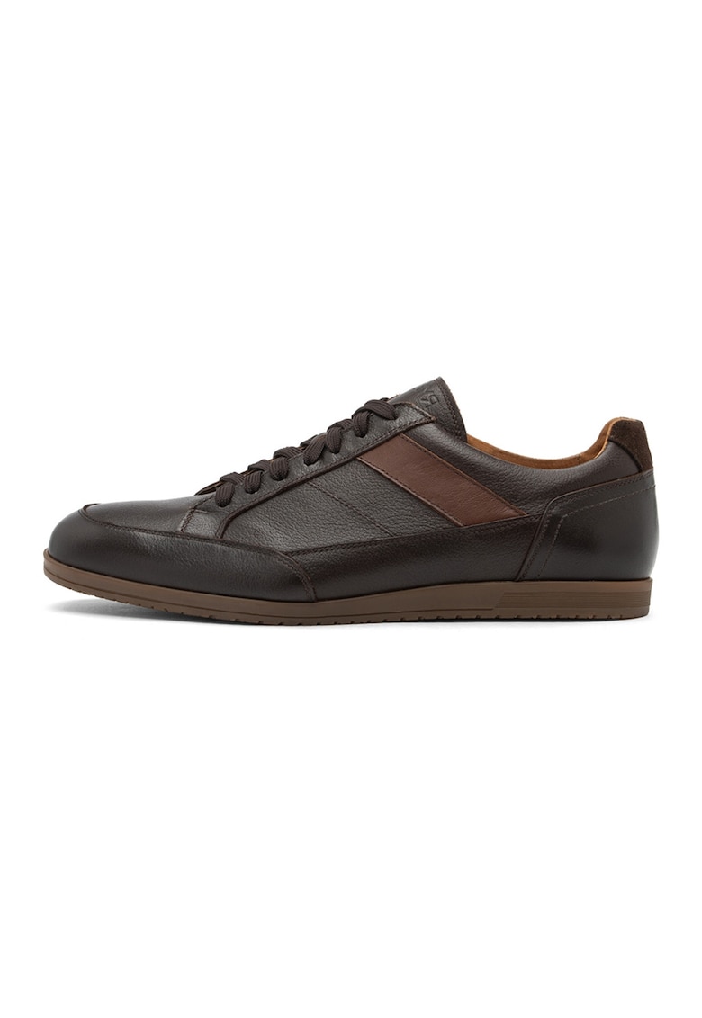 Pantofi sport flatform din piele - Maro inchis