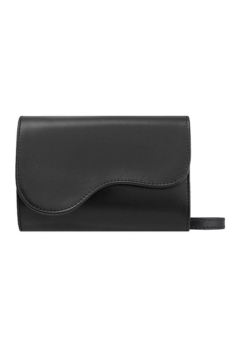 Geanta crossbody din piele cu bareta detasabila si clapa