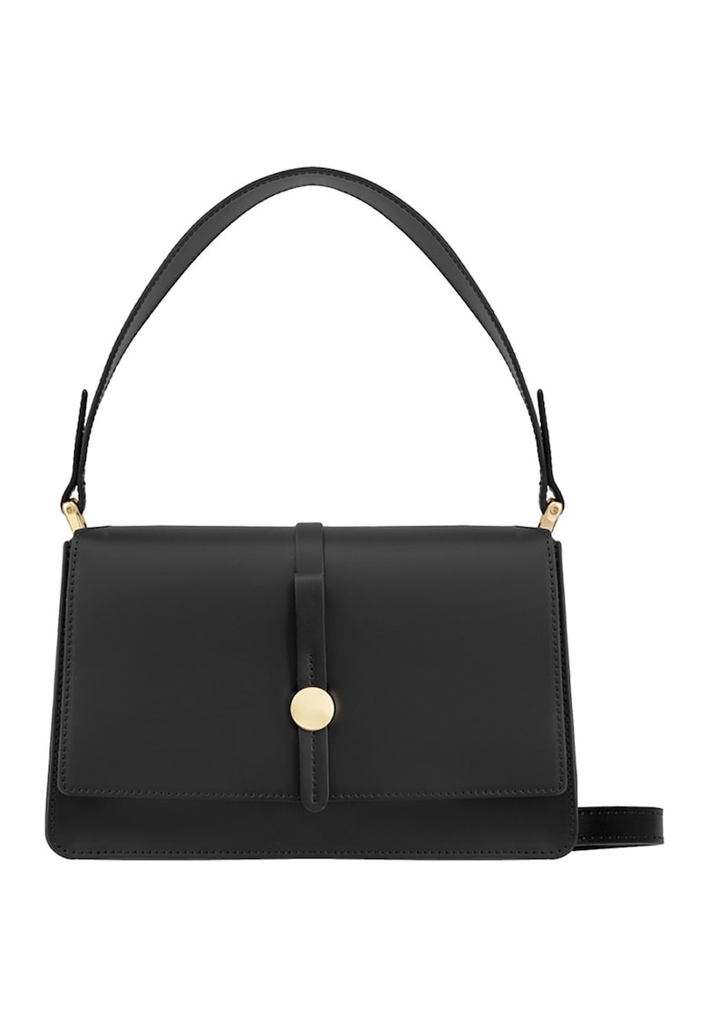 Geanta din piele cu bareta ajustabila de umar si clapa