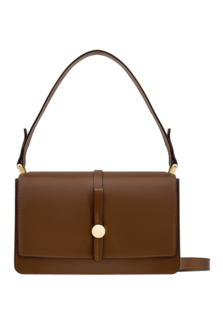 Geanta din piele cu bareta ajustabila de umar si clapa