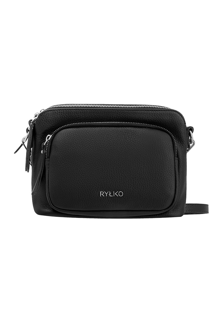 Geanta crossbody din piele cu buzunar exterior