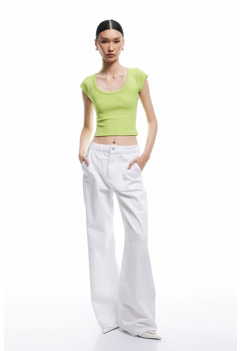 Tricou crop slim fit - Verde lime