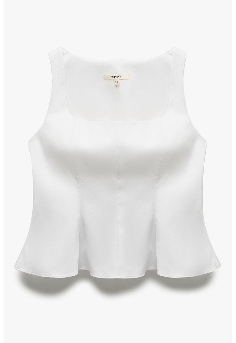 Top uni cu decolteu patrat - Alb optic