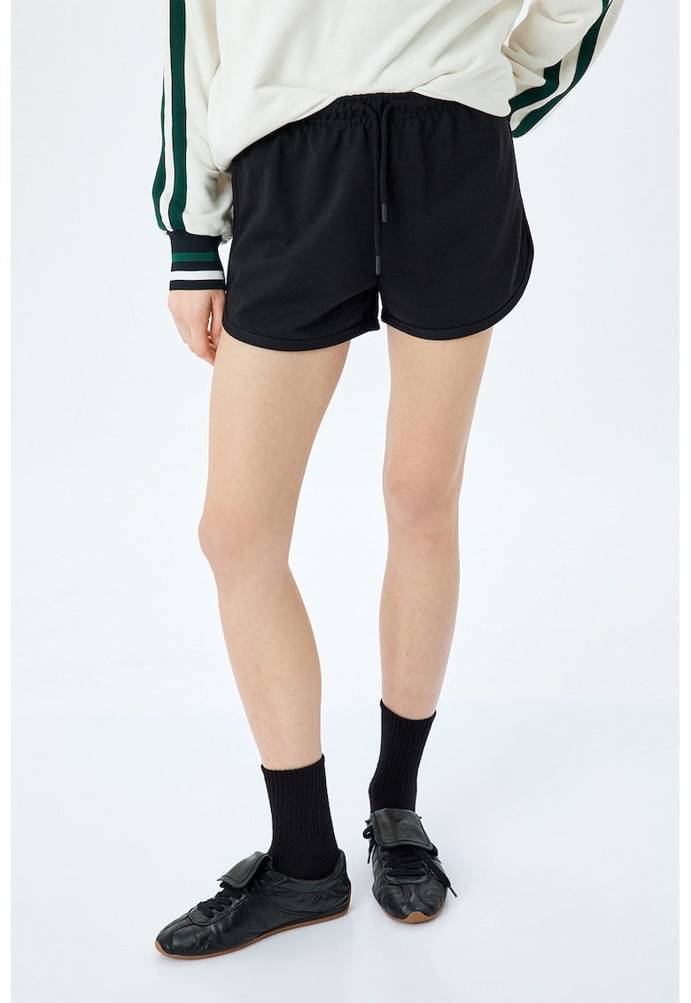 Pantaloni scurti uni de bumbac - Negru
