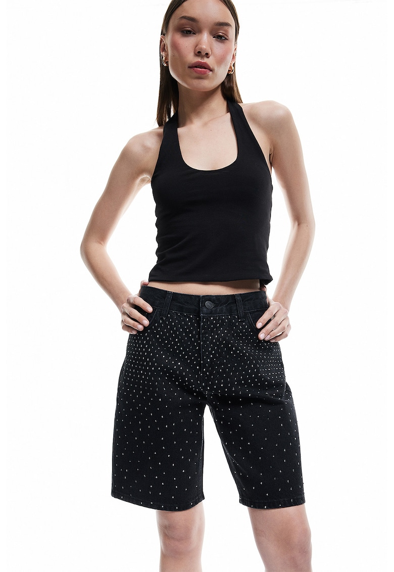 Pantaloni scurti de denim cu strasuri