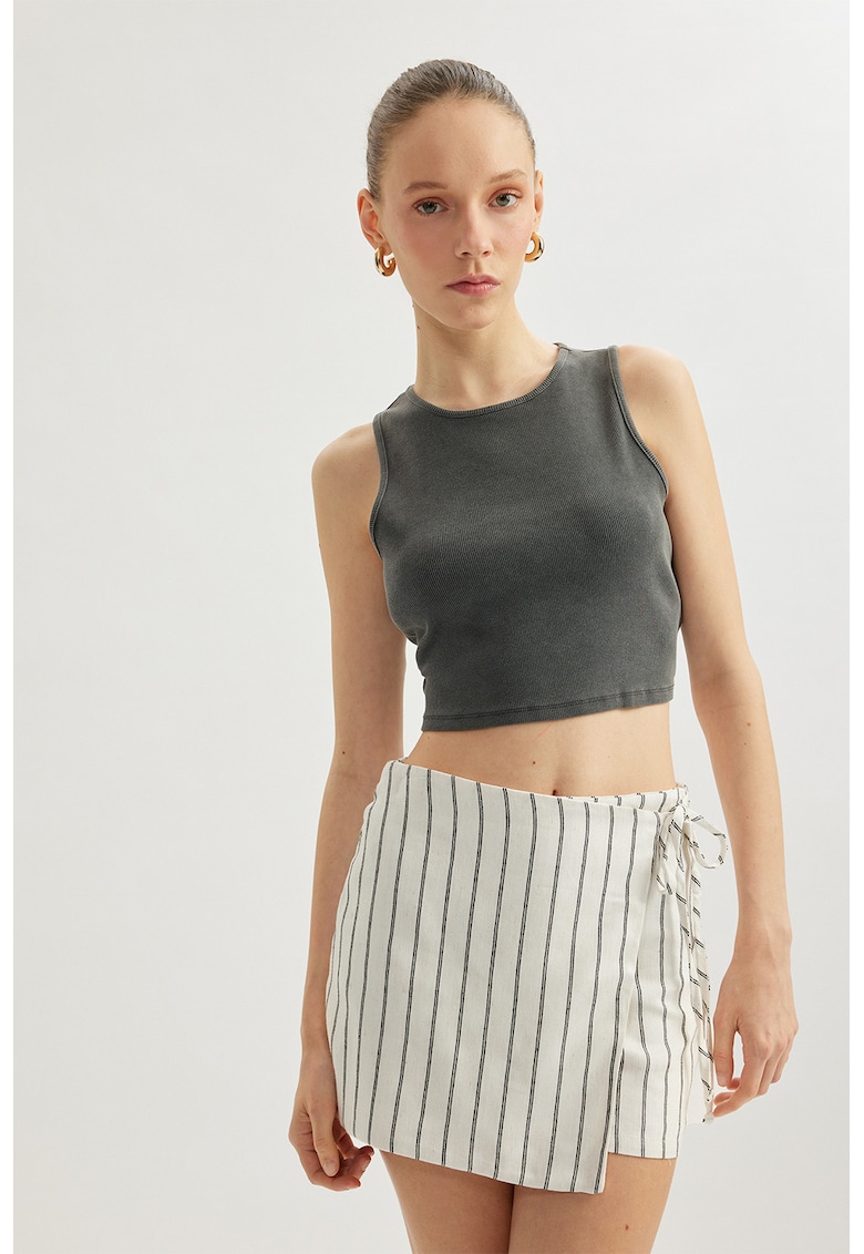 Fusta-pantalon in dungi - Negru/Alb murdar