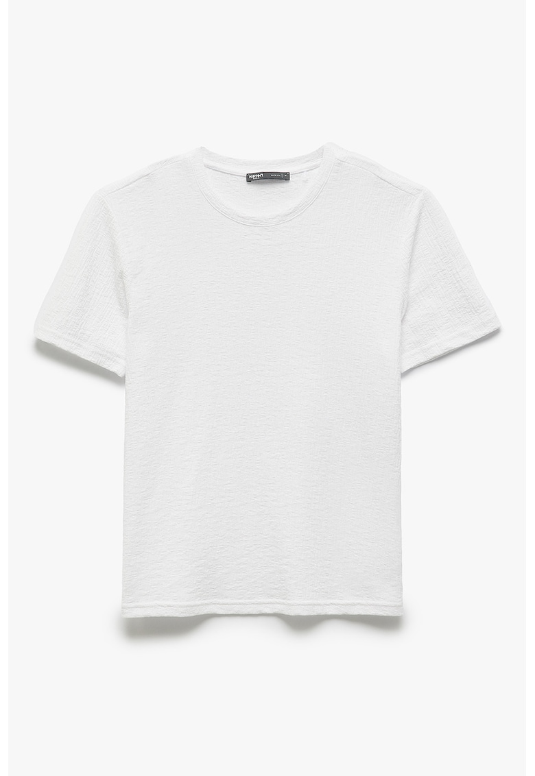 Tricou regular fit texturat - Alb