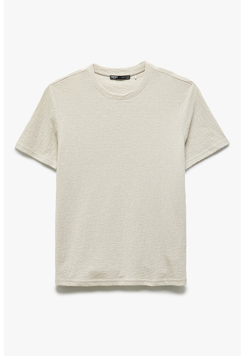 Tricou regular fit texturat - Maro nisip