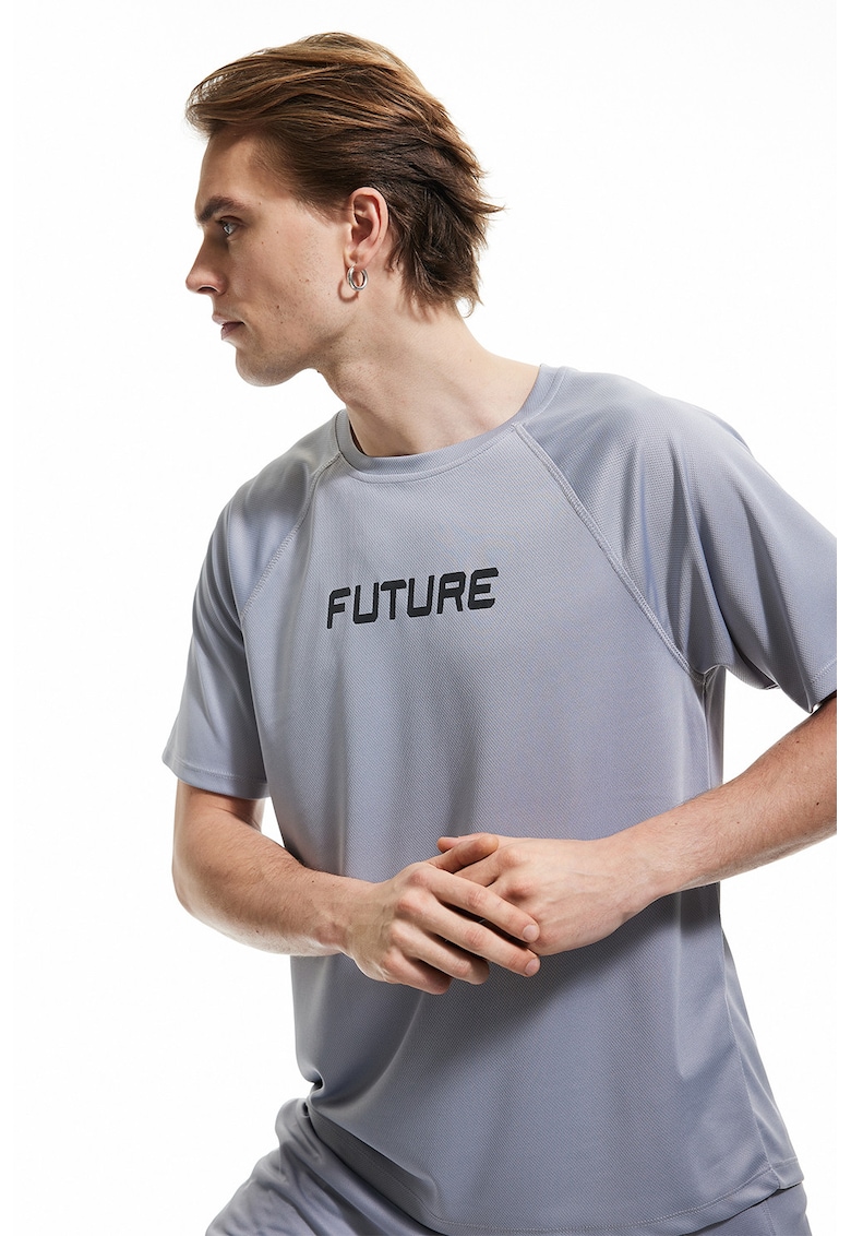 Tricou cu maneci raglan - Gri cenusiu