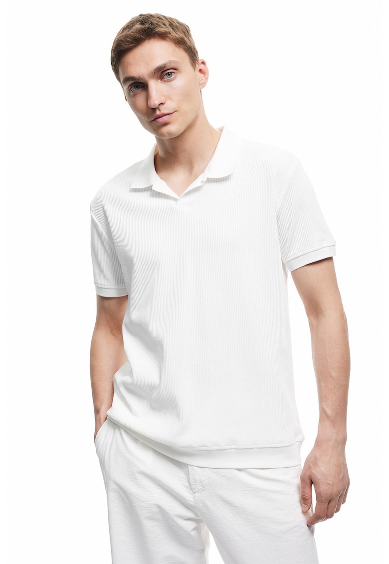 Tricou polo de bumbac cu striatii