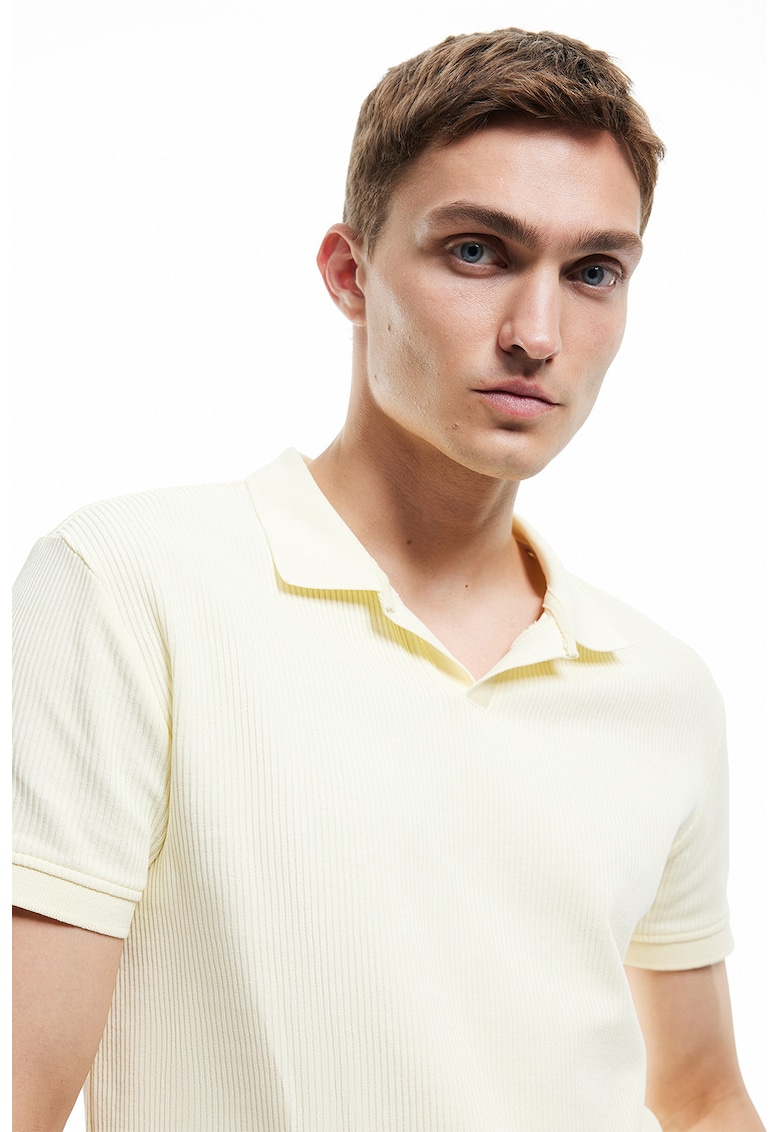 Tricou polo de bumbac cu striatii