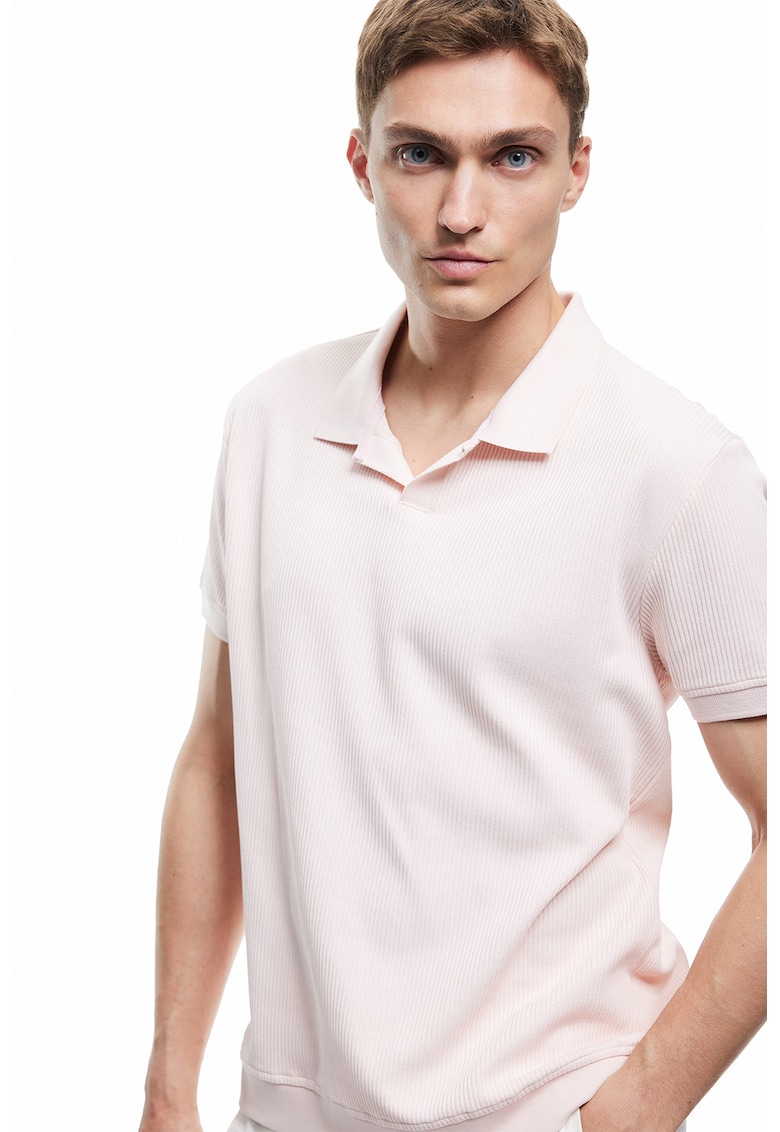 Tricou polo de bumbac cu striatii