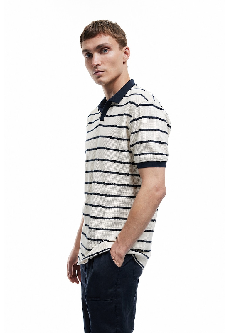 Tricou polo de bumbac in dungi