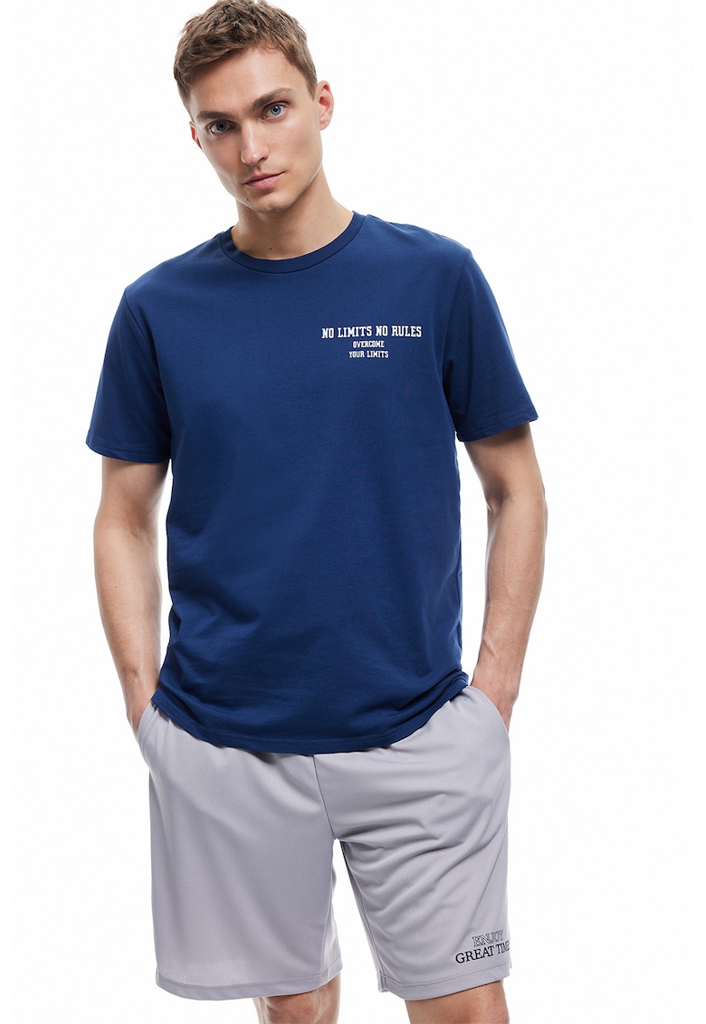 Tricou din amestec de bumbac cu text discret Tricou din amestec de bumbac cu text discret