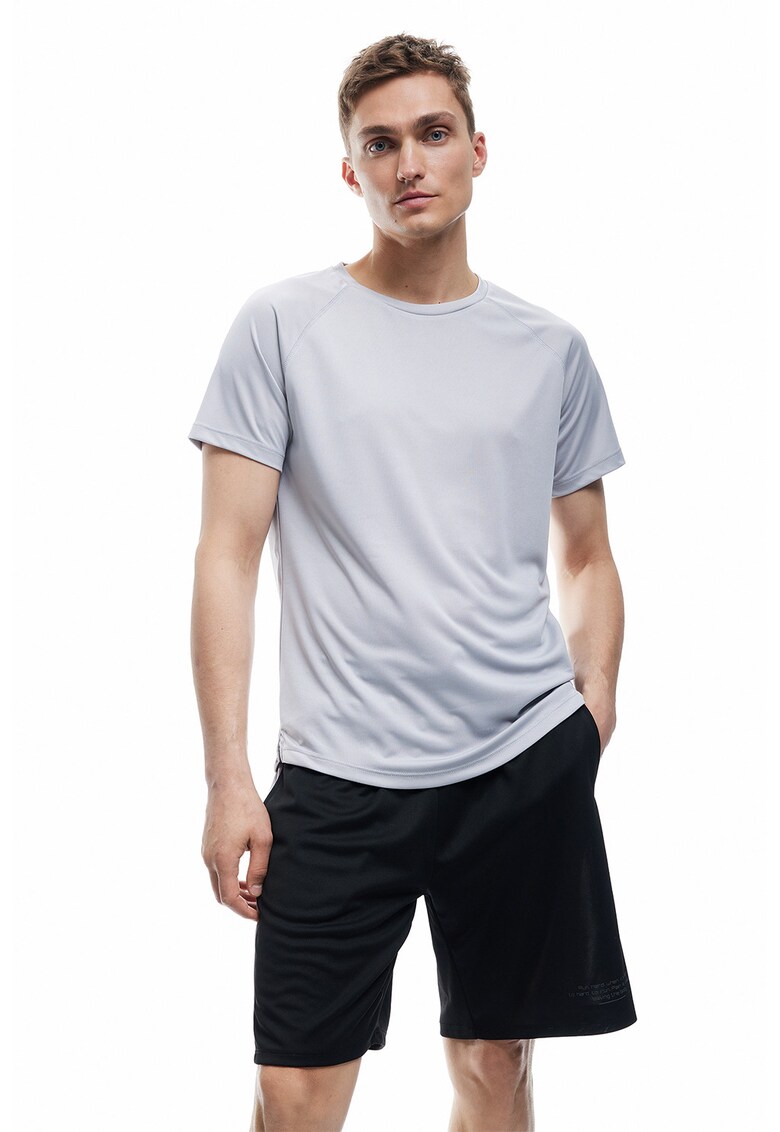 Tricou uni cu decolteu la baza gatului - Gri deschis