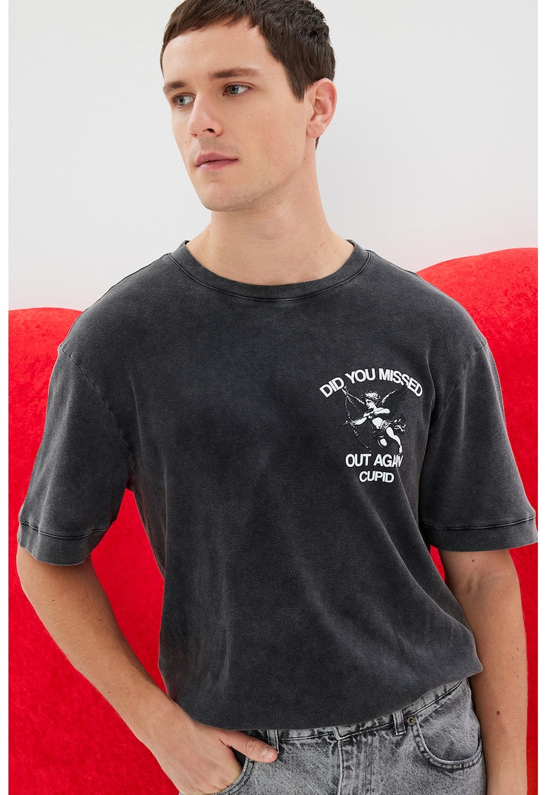 Tricou cu imprimeu pe spate - Gri carbune