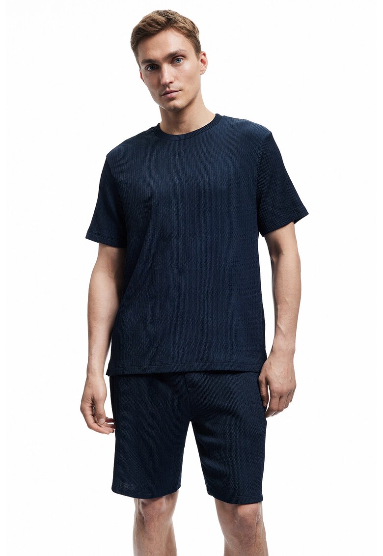 Pantaloni scurti texturati - Albastru ultramarin