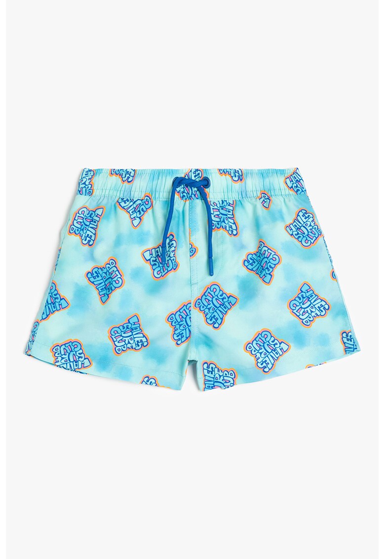 Pantaloni scurti de baie cu model - Turcoaz/Albastru royal