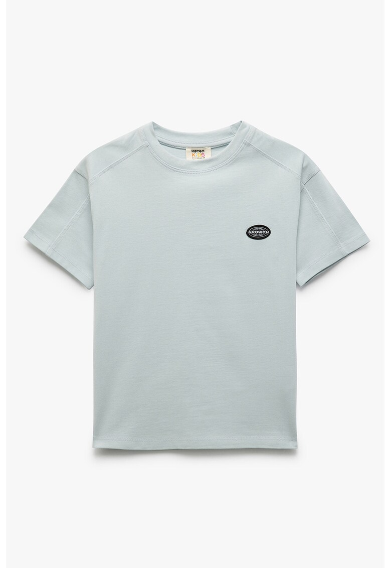 Tricou din bumbac cu decolteu la baza gatului - Gri deschis