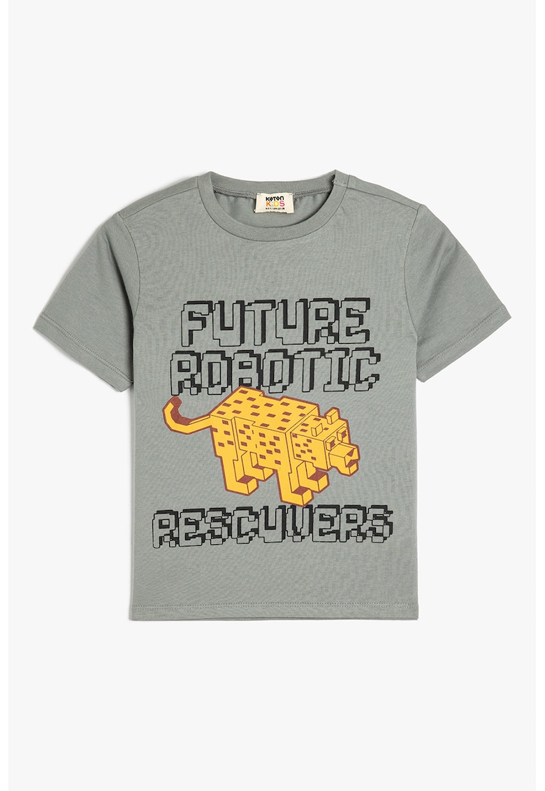 Tricou din bumbac cu imprimeu grafic - Negru/Galben/Gri inchis