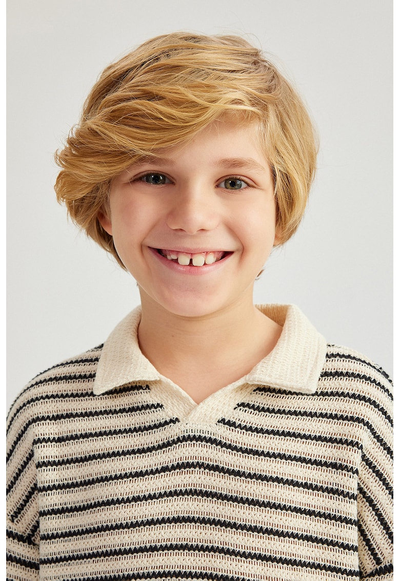 Tricou polo lejer cu aspect tricotat