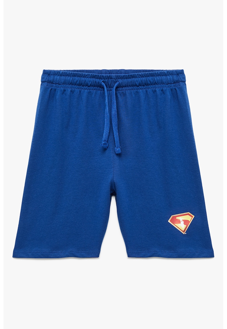 Pantaloni scurti din bumbac cu snur de ajustare si detaliu cu imprimeu grafic