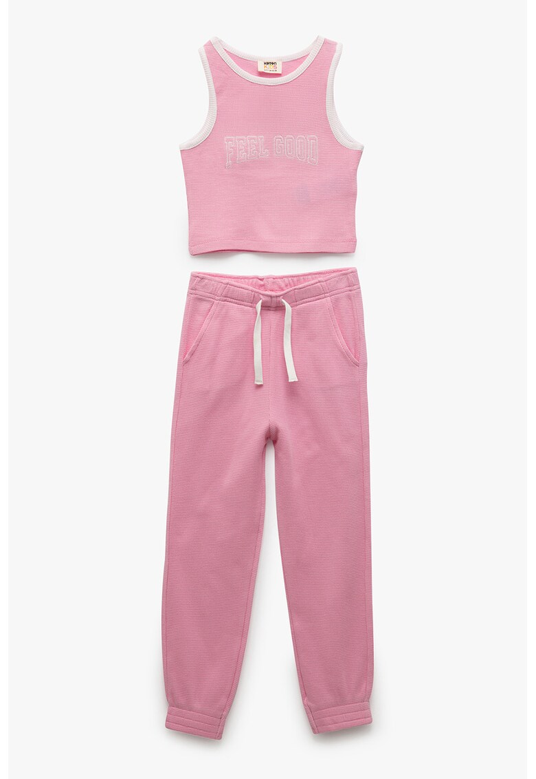 Set de top si pantaloni jogger cu imprimeu