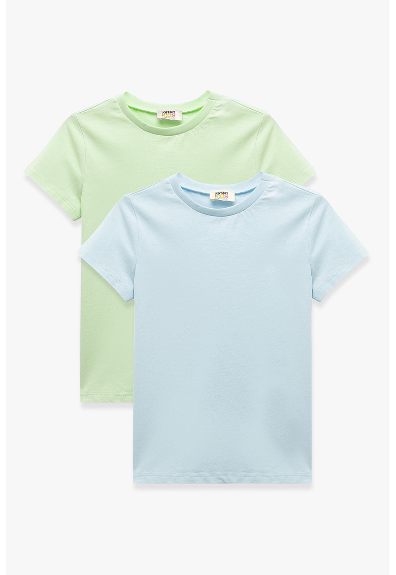 Set de tricouri din bumbac cu decolteu la baza gatului - 2 piese