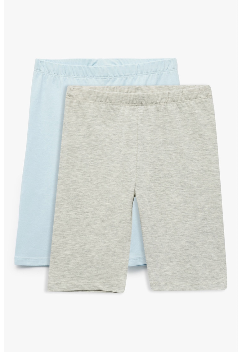 Set de colanti scurti cu model uni si talie elastica - 2 piese