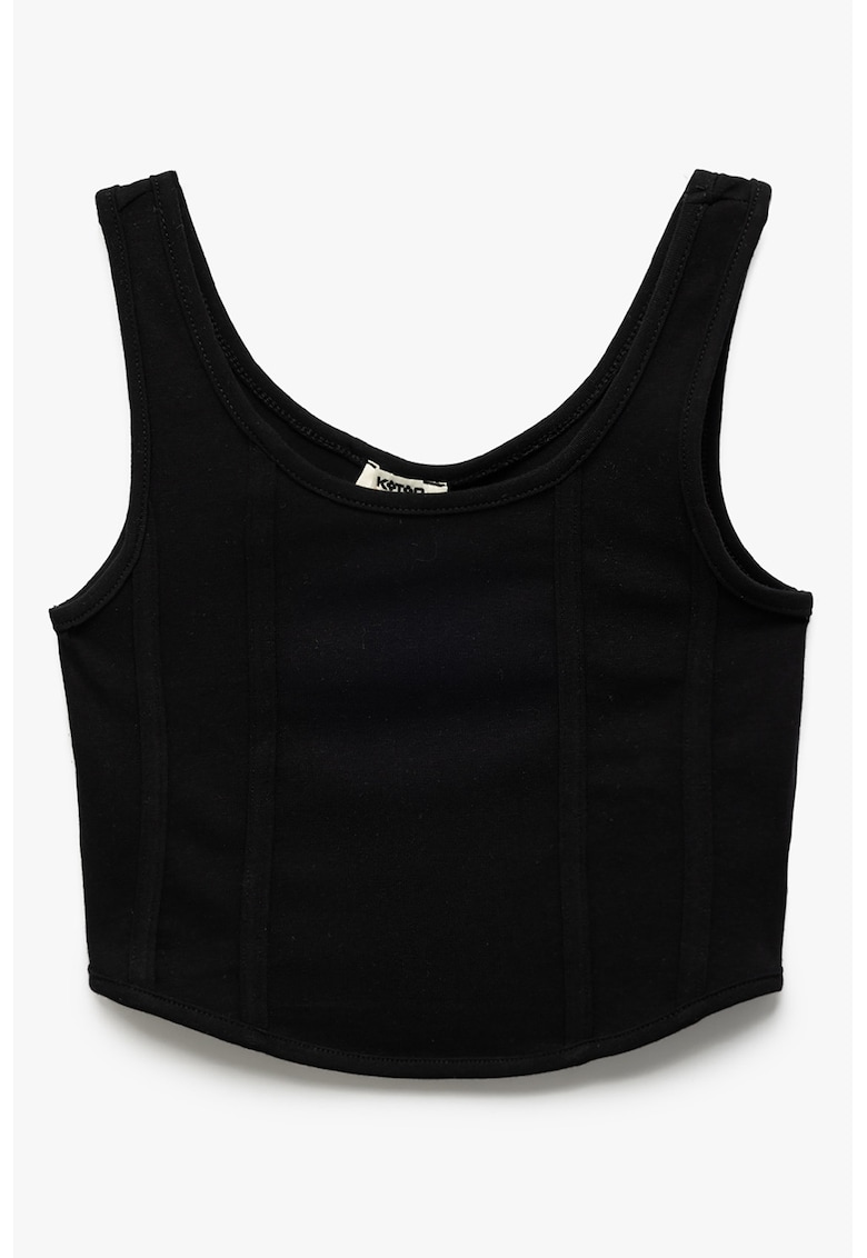 Top crop slim fit - Negru