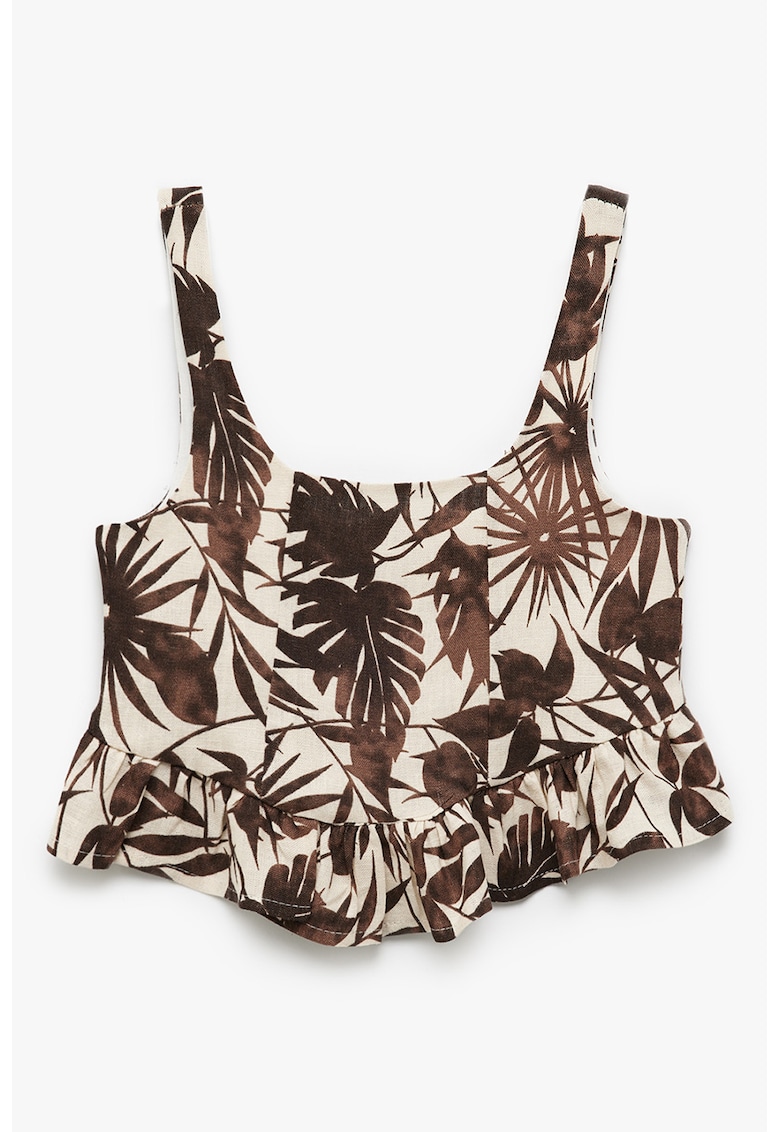Top crop cu imprimeu tropical