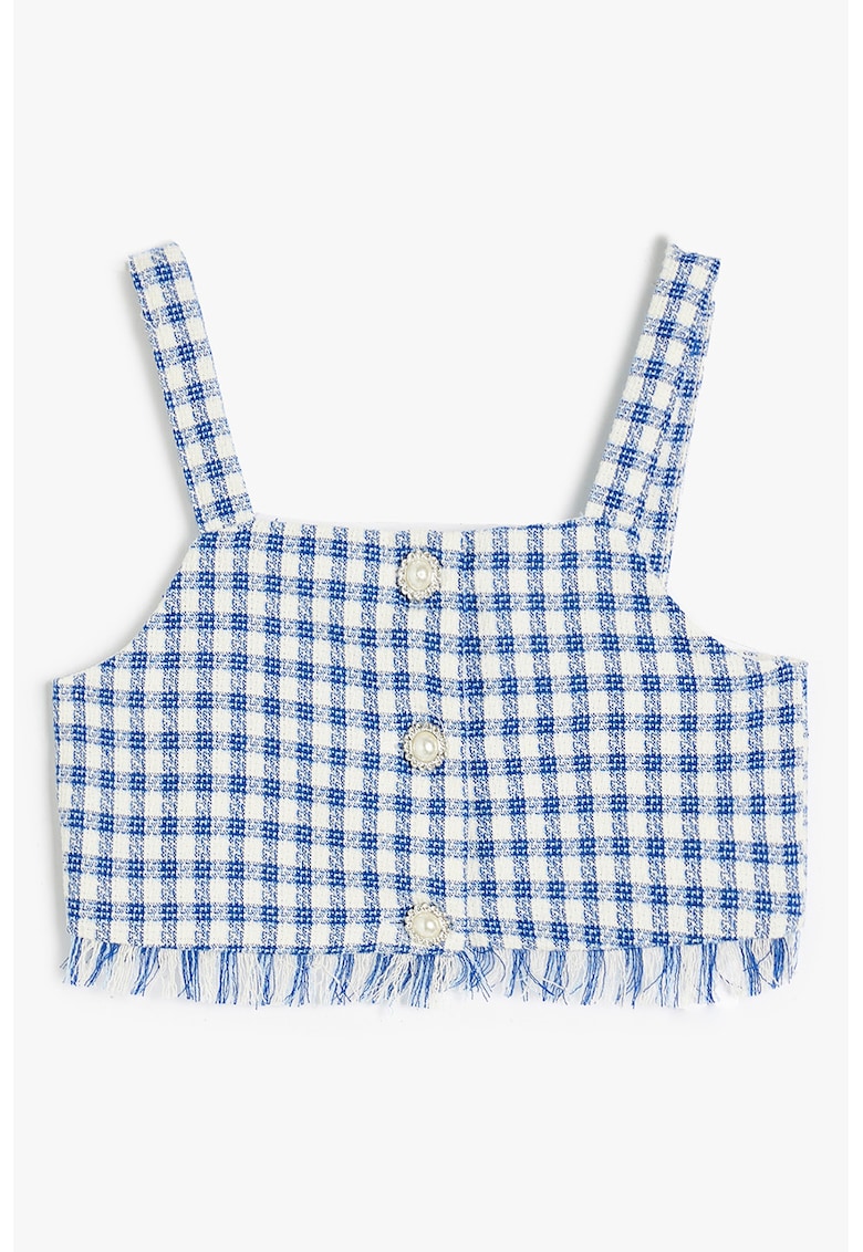 Top crop cu imprimeu - Alb/Albastru