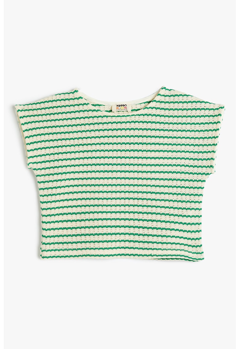 Bluza tricotata cu decolteyu la baza gatului - Verde/Verde pal