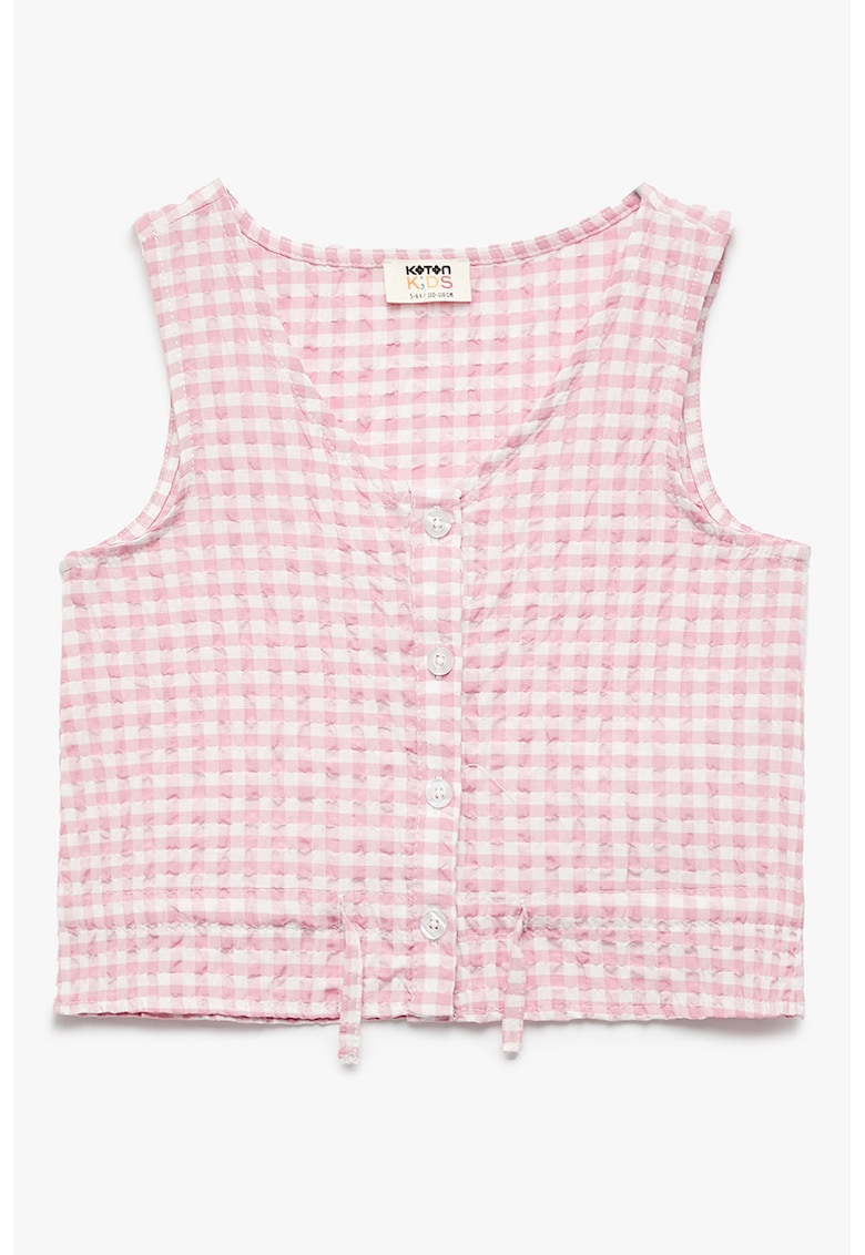 Bluza cu nasturi in carouri - Alb/Roz