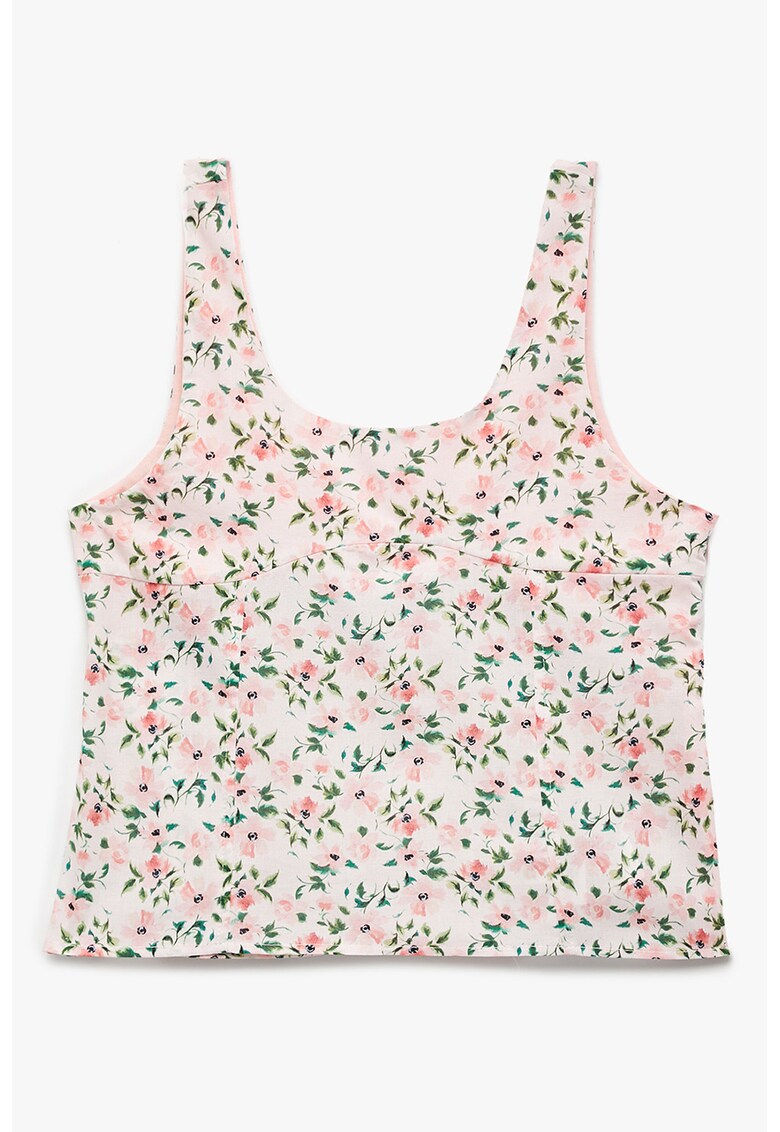 Top cu model floral - Verde/Roz pal