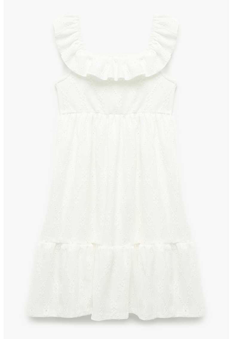 Rochie fara maneci cu garnituri cu volane