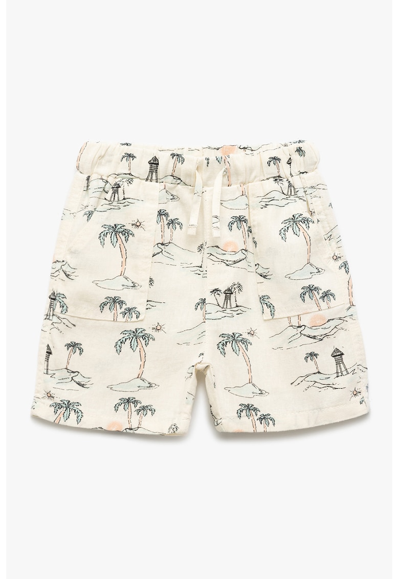 Pantaloni scurti din amestec de in cu snur in talie