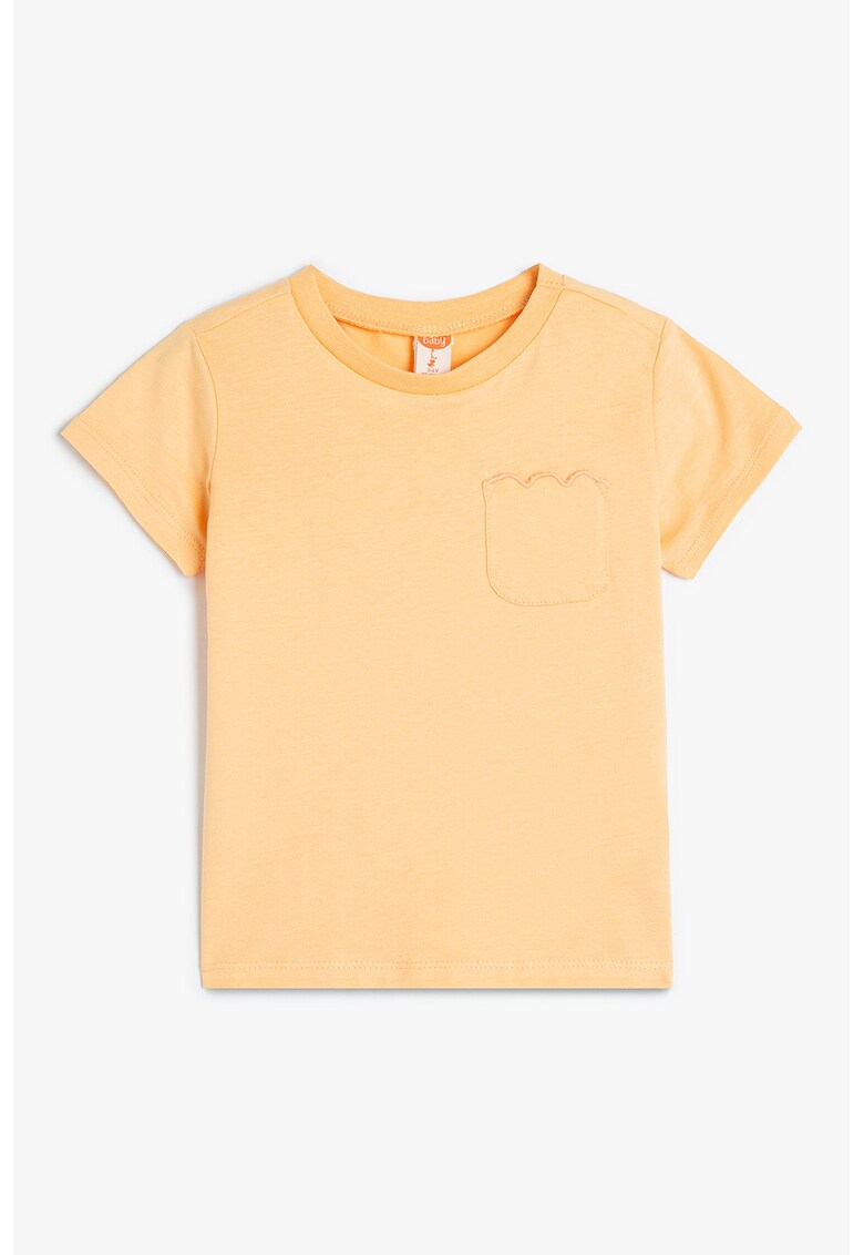 Tricou uni cu decolteu rotund si buzunar pe piept