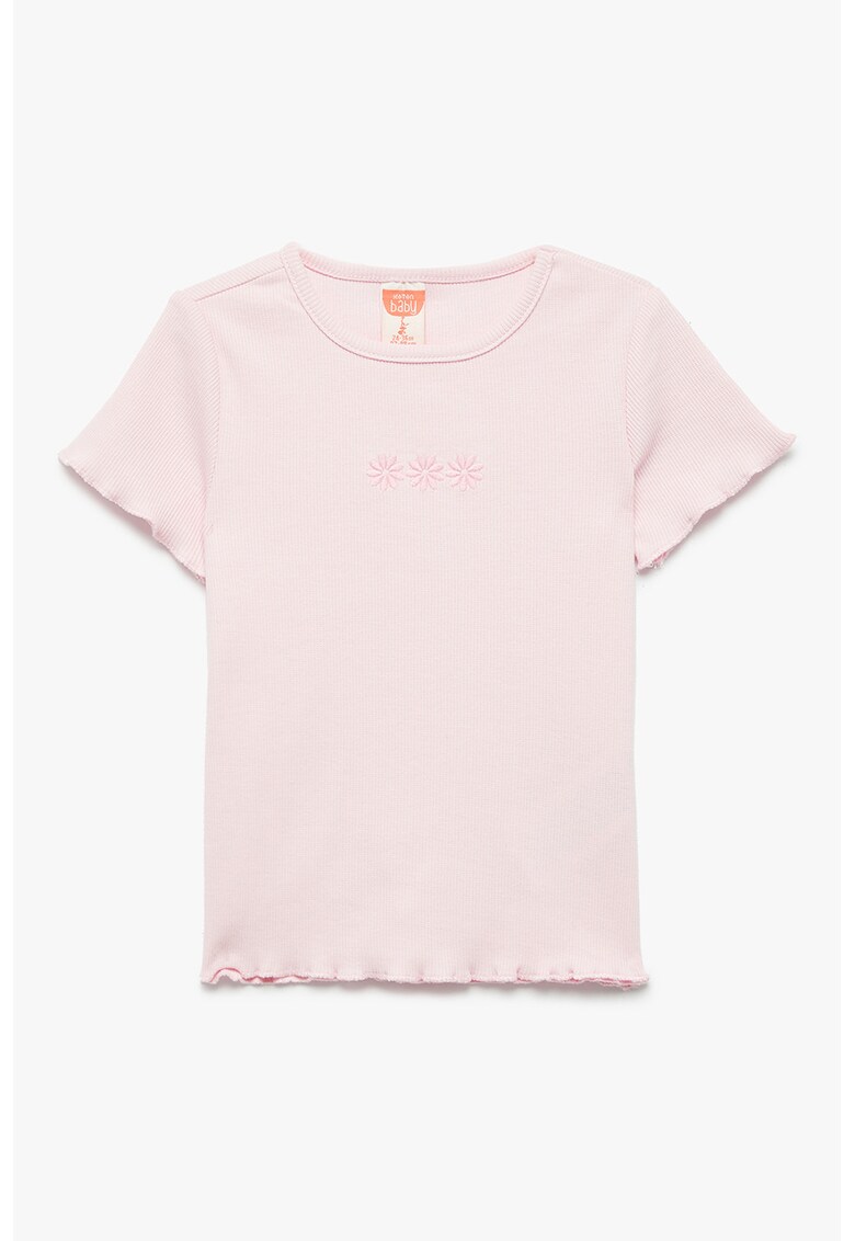 Tricou cu decolteu la baza gatului - Roz pastel