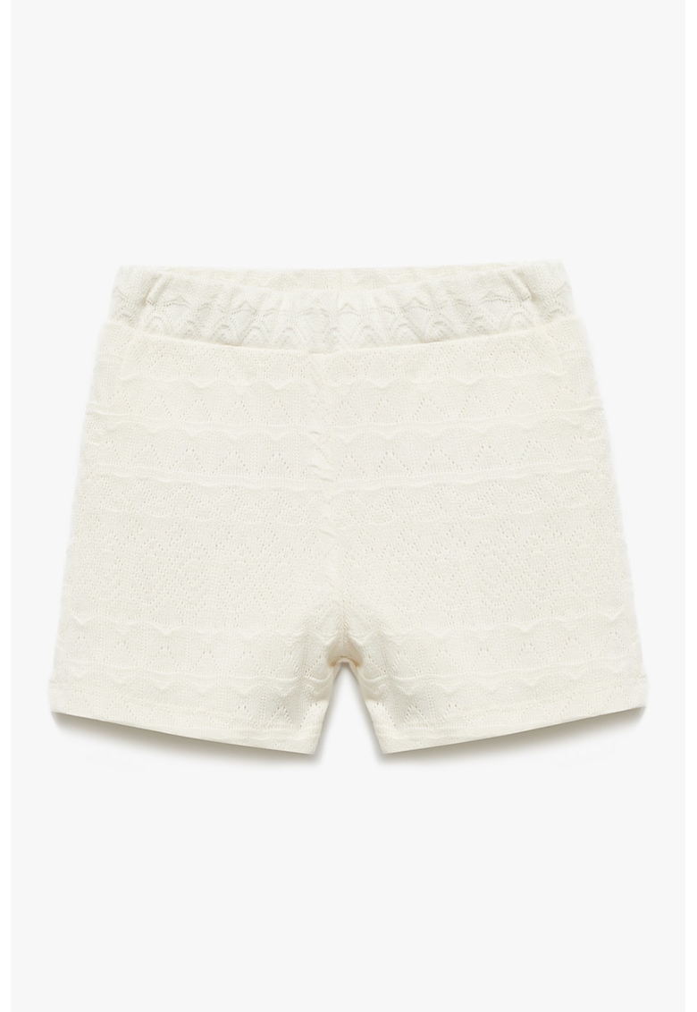 Pantaloi scurti cu aspect brodat si talie elastica