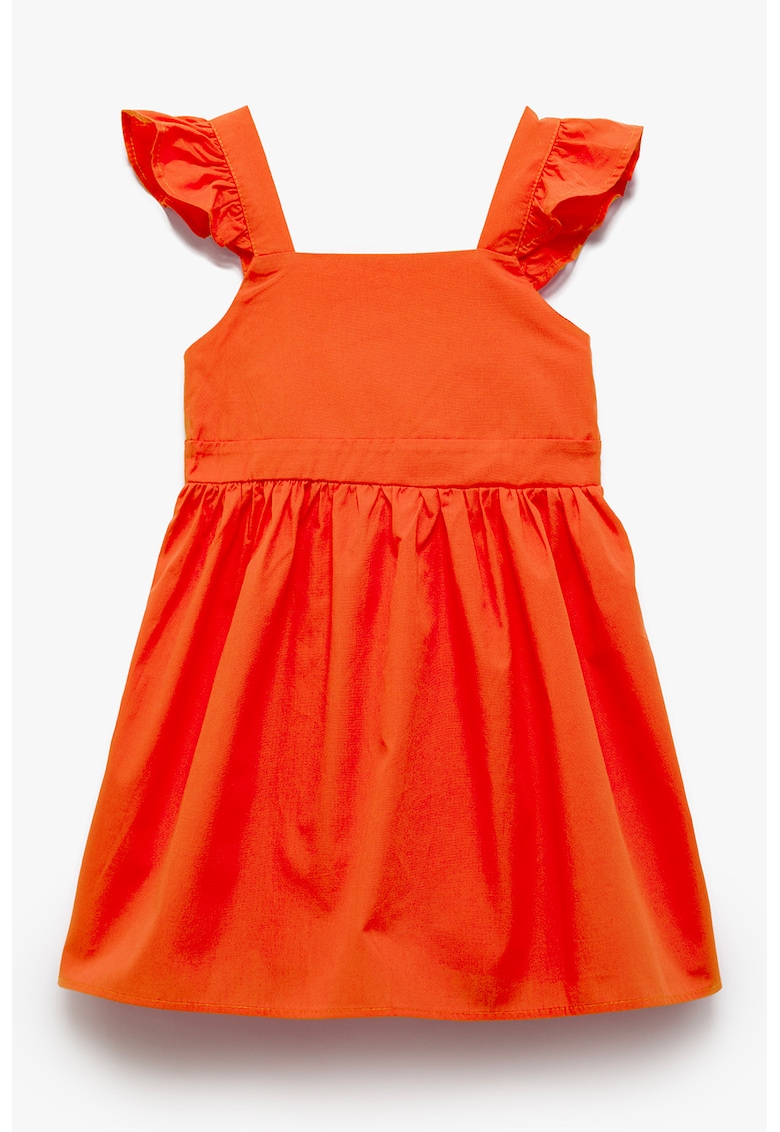 Rochie din bumbac cu detalii cu volane - fara maneci
